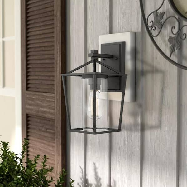 IP23 Modern Industrial Outdoor Lantern Wall Sconce with Clear Glass Design Waterproof Indoor Porch Light Fixture,1 Pack