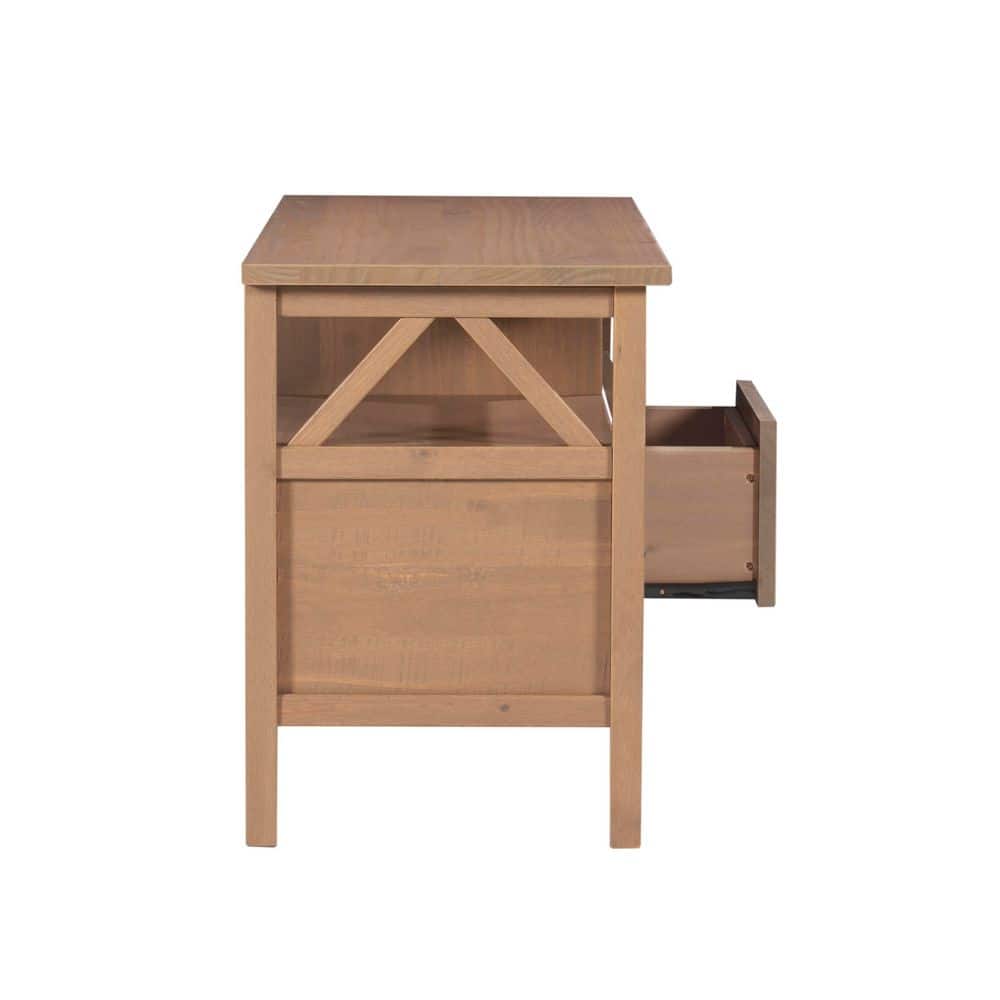 Rustic Gray 48'' Media Stand with Open Shelf and Storage Drawers