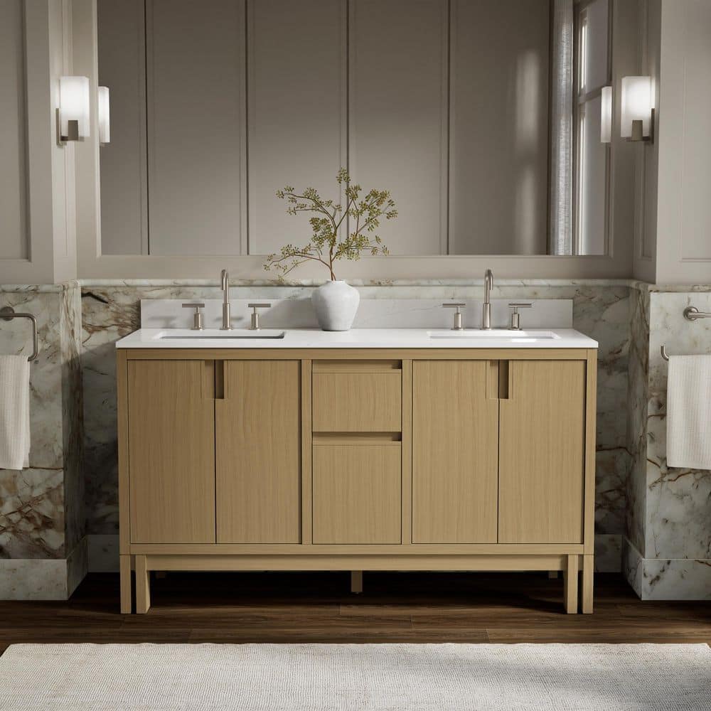 KOHLER Solive 60 in. Double SinkLight Oak Bath Vanity Cabinet with
