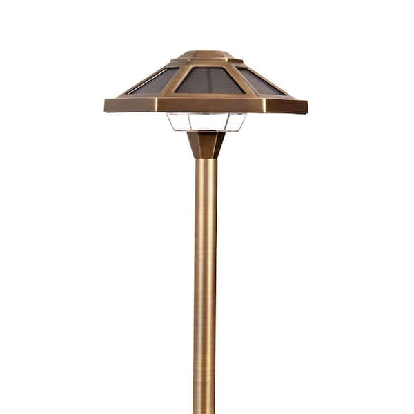 Bronze Solar Integrated LED Brass Path Light