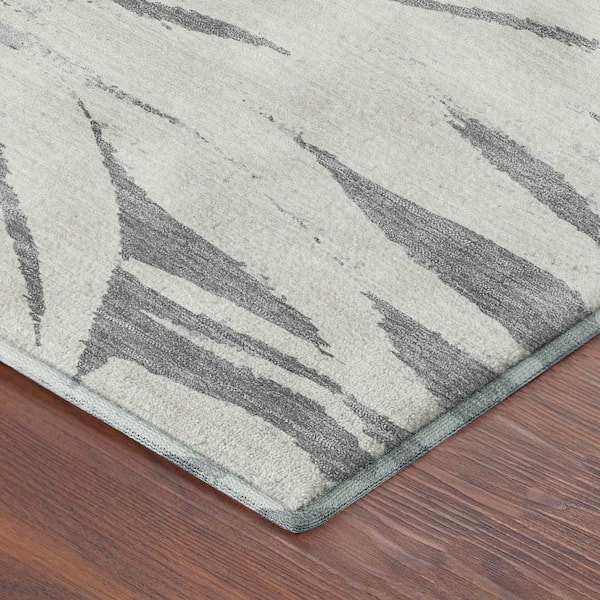 Mayfield Premium Machine Washable Abstract AMF2263 Gray 2 ft. x 7 ft. Runner Rug