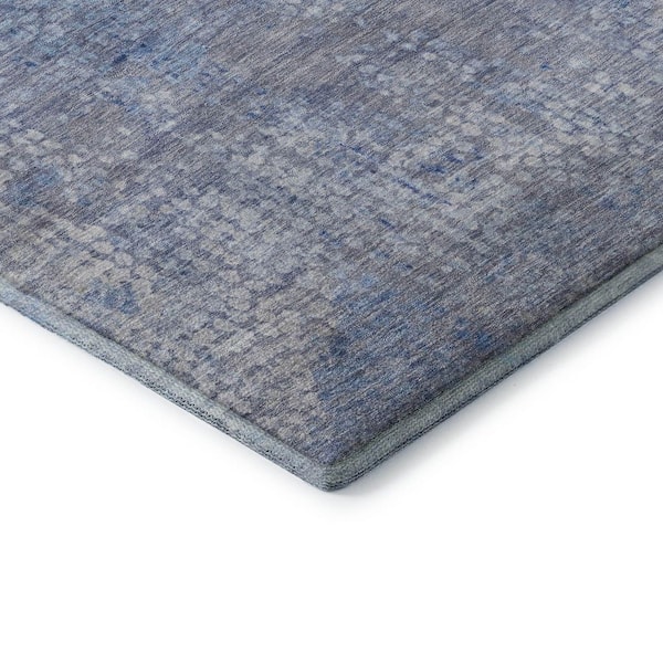 Mayfield Premium Machine Washable Abstract AMF2087 Blue 2 ft. x 7 ft. Runner Rug