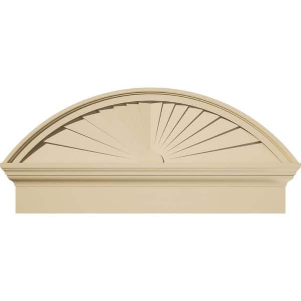 Ekena Millwork 32 in. W x 14-7/8 in. H x 2-3/4 in. P Segment Arch Sunburst Signature Urethane Combination Pediment, Primed Tan