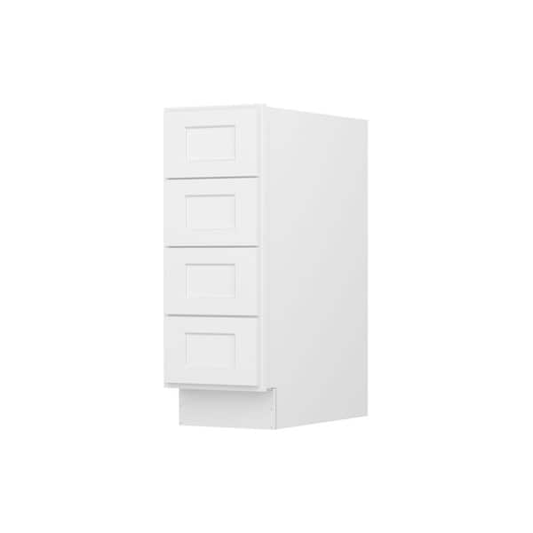 12 in. W 24 in. H 34.5 in. D Ready to Assemble Plywood Base Kitchen Cabinet in Painted White with 4 Drawer