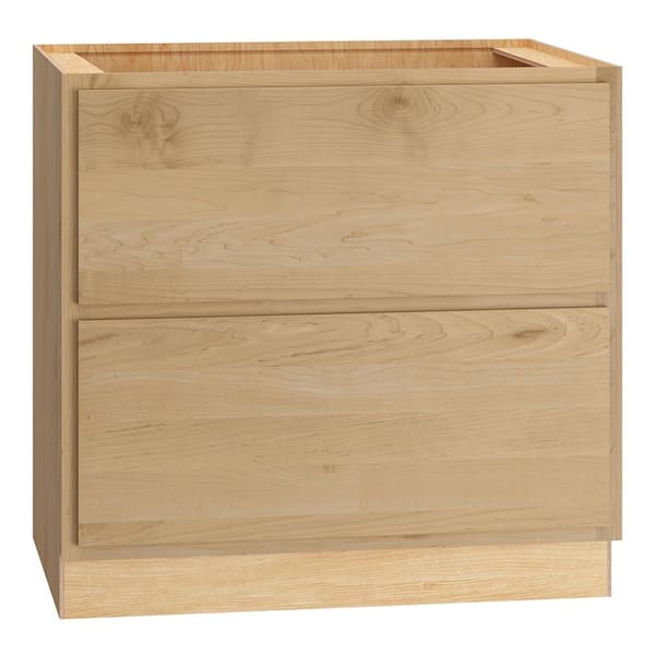 QuickShip Cottage 36 in. W x 24 in. D x 34.5 in. H Assembled 2-Drawer Base Kitchen Cabinet in Canopy Partial Overlay