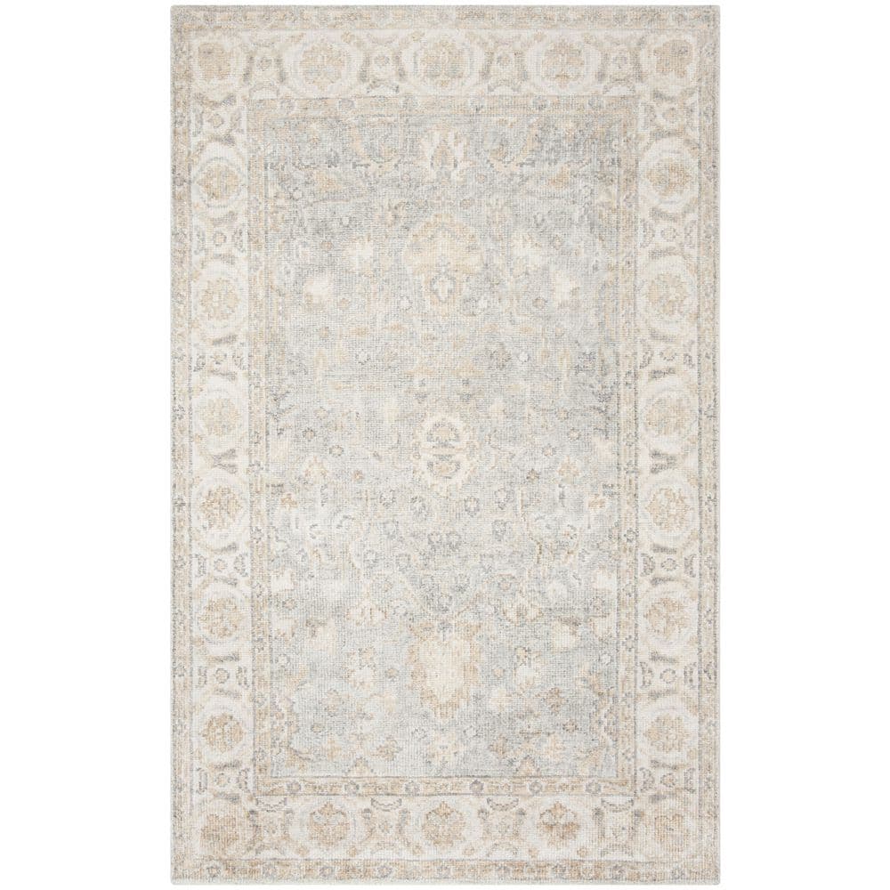 Elysian Light Blue Hand-Knotted Wool & Viscose 5'x8' Area Rug