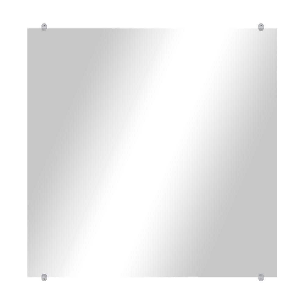 Modern Rustic (12in. W x 12in. H) Frameless Square Wall Mirror with Clear Clips FFS12/12CLEAR