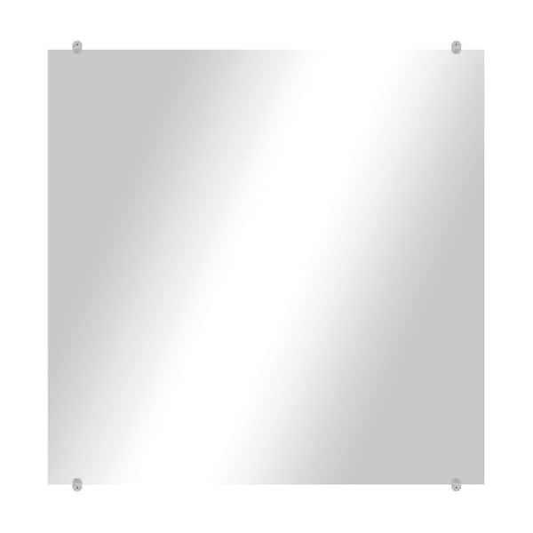 Unbranded Modern Rustic (16in. W x 16in. H) Frameless Square Wall Mirror with Clear Clips