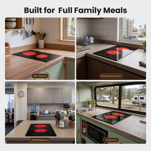 Profile 12 in. Buil-In Touch Control Induction Cooktop with 2 Burner Elements and Power Boost in Black Glass Top