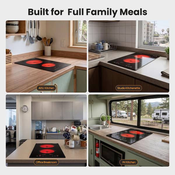 Profile 12 in. Buil-In Touch Control Induction Cooktop with 2 Burner Elements and Power Boost in Black Glass Top