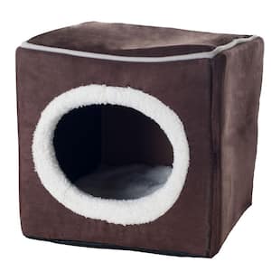 Small Dark Coffee Cozy Cave Enclosed Cube Pet Bed