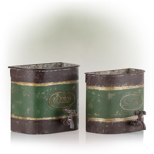 Alpine Corporation Pack of 2 Indoor/Outdoor Antique Water Dispenser Planter Decorations