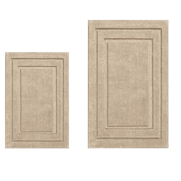 Afoxsos Bathroom Rugs Sets 2 Piece, Super Soft and Absorbent Non Slip Microfiber Machine Washable in Loop- Beige