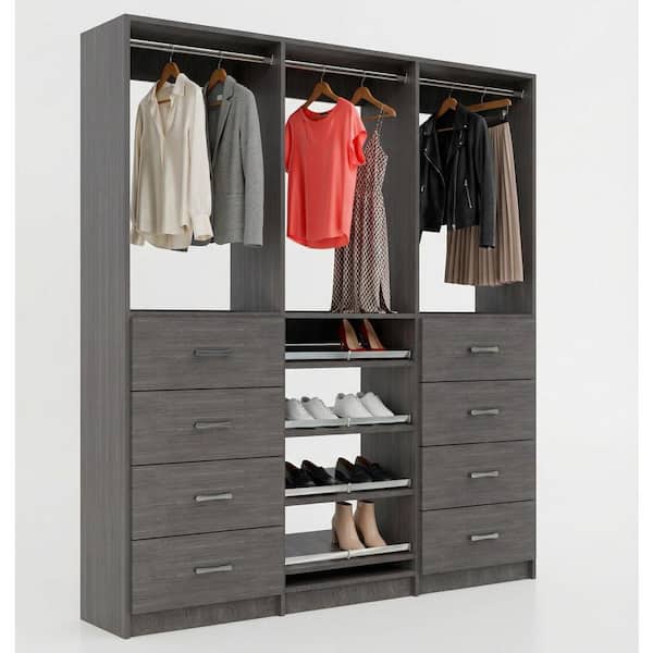 MODULAR CLOSETS Alto 93 in. W Grey Tower System 2 4-Drawer with