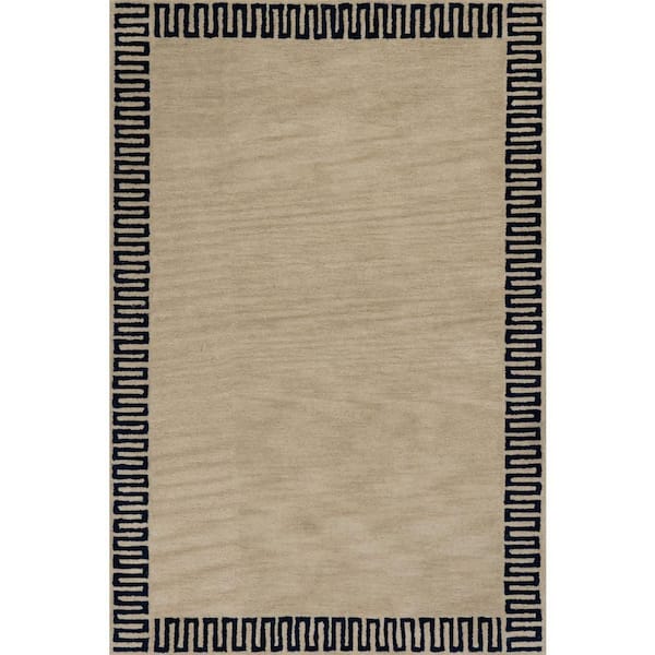 6 ft. x 9 ft. Tan Taya Modern Bordered Indoor Area Rug