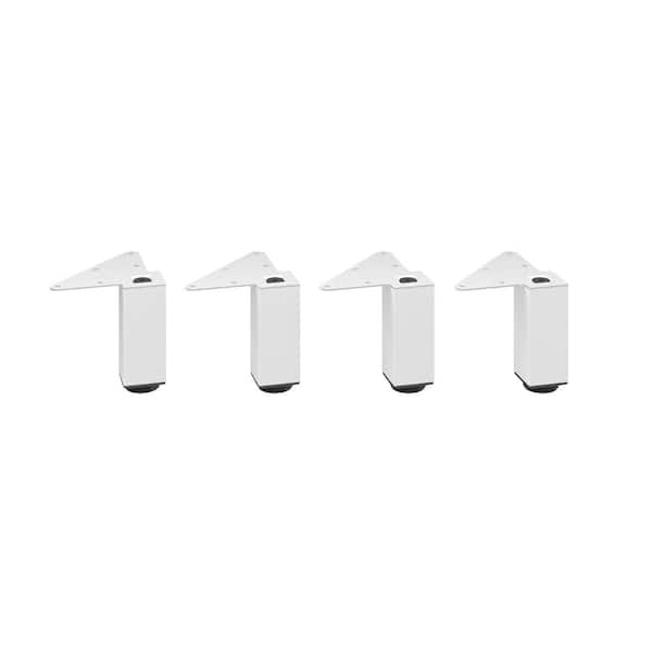 Richelieu Hardware (4-Pack) 4 3/4 in. (120 mm) Matte White Metal Square Furniture Leg with Leveling Glide