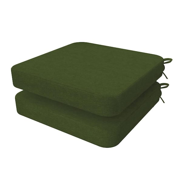AAAAAcessories 16 in. x 16 in. Indoor Round Square Corner Removable Non-slip Chair Cushion in Dark Green 2Pack)