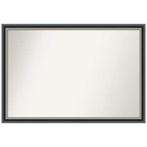 Theo Black Silver 38.75 in. x 26.75 in. Non-Beveled Modern Rectangle Wood Framed Wall Mirror in Black