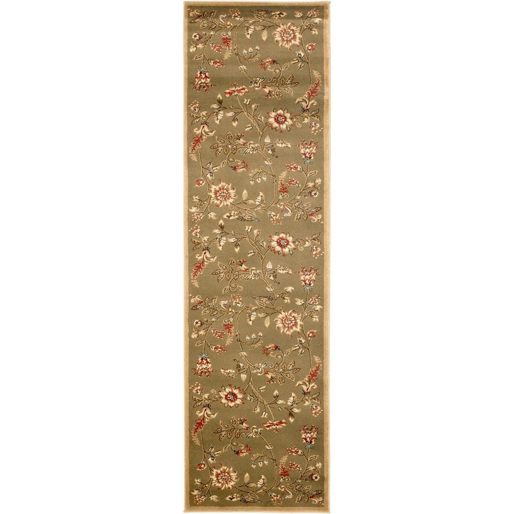 SAFAVIEH Lyndhurst Green/Multi 2 ft. x 12 ft. Border Runner Rug Safavieh's Lyndhurst collection offers the beauty and painstaking detail of traditional Persian and European styles with the ease of polypropylene. With a symphony of floral, vines and latticework detailing, these beautiful rugs bring warmth and life to the room of your choice. This is a great addition to your home whether in the country side or busy city. Color: Green/Multi.