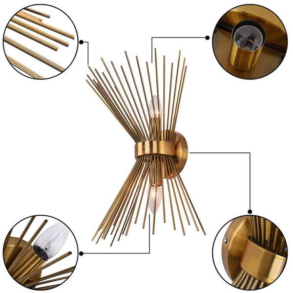 Mid-Century Modern Starburst Wall Sconce Wall Lamp Up and Down Light 2-Light 