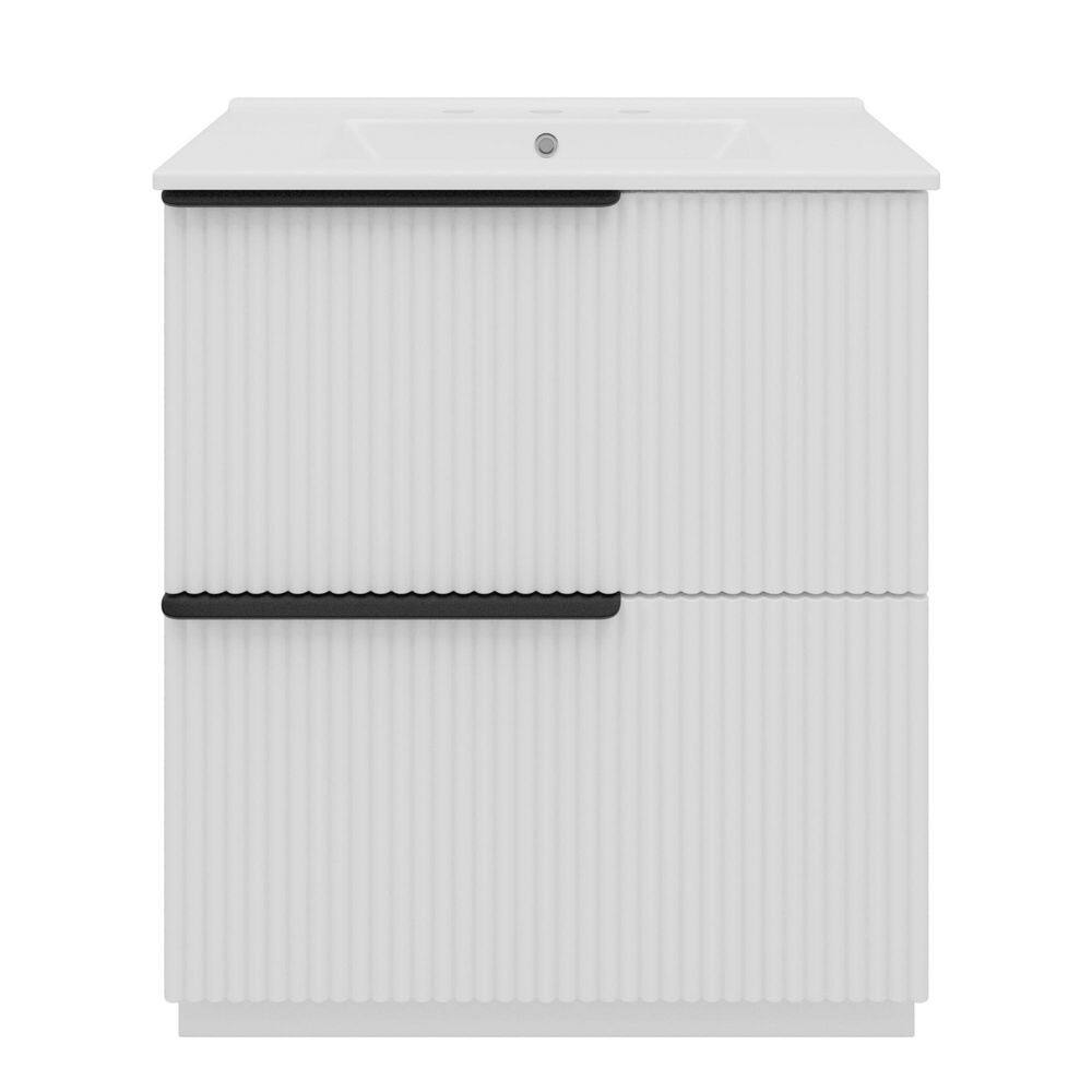 30 in. Freestanding White Bath Vanity with White Ceramic Top, 2 Drawer Bathroom Storage Cabinet Unassembled price history on PriceWatchPro