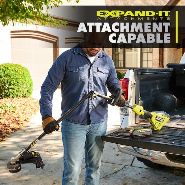 RYOBI - 40V HP Brushless 650 CFM 160 MPH Cordless Leaf Blower and Carbon Fiber String Trimmer with 4Ah Battery and Charger