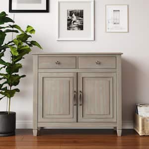 Connaught Solid Wood 40 in. Wide Traditional Entryway Storage Cabinet in Distressed Grey