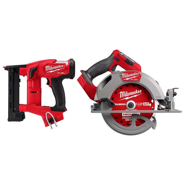 M18 FUEL 18V Lith-Ion Brushless Cordless 18-Gauge 1/4 in. Narrow Crown Stapler w/ Circ Saw