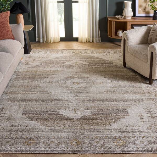 Hazel 9 ft. x 12 ft. Beige/Ivory Tribal Area Rug
