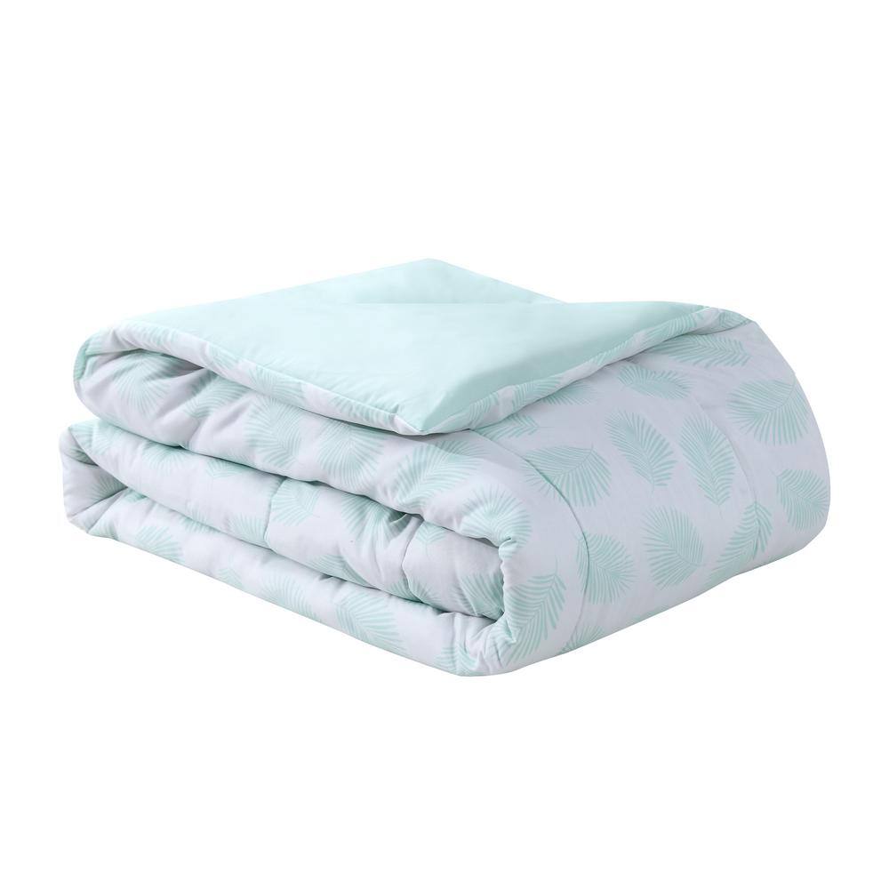 Mint Flamingo Embroidered 7-Piece Queen Microfiber Bedding Set