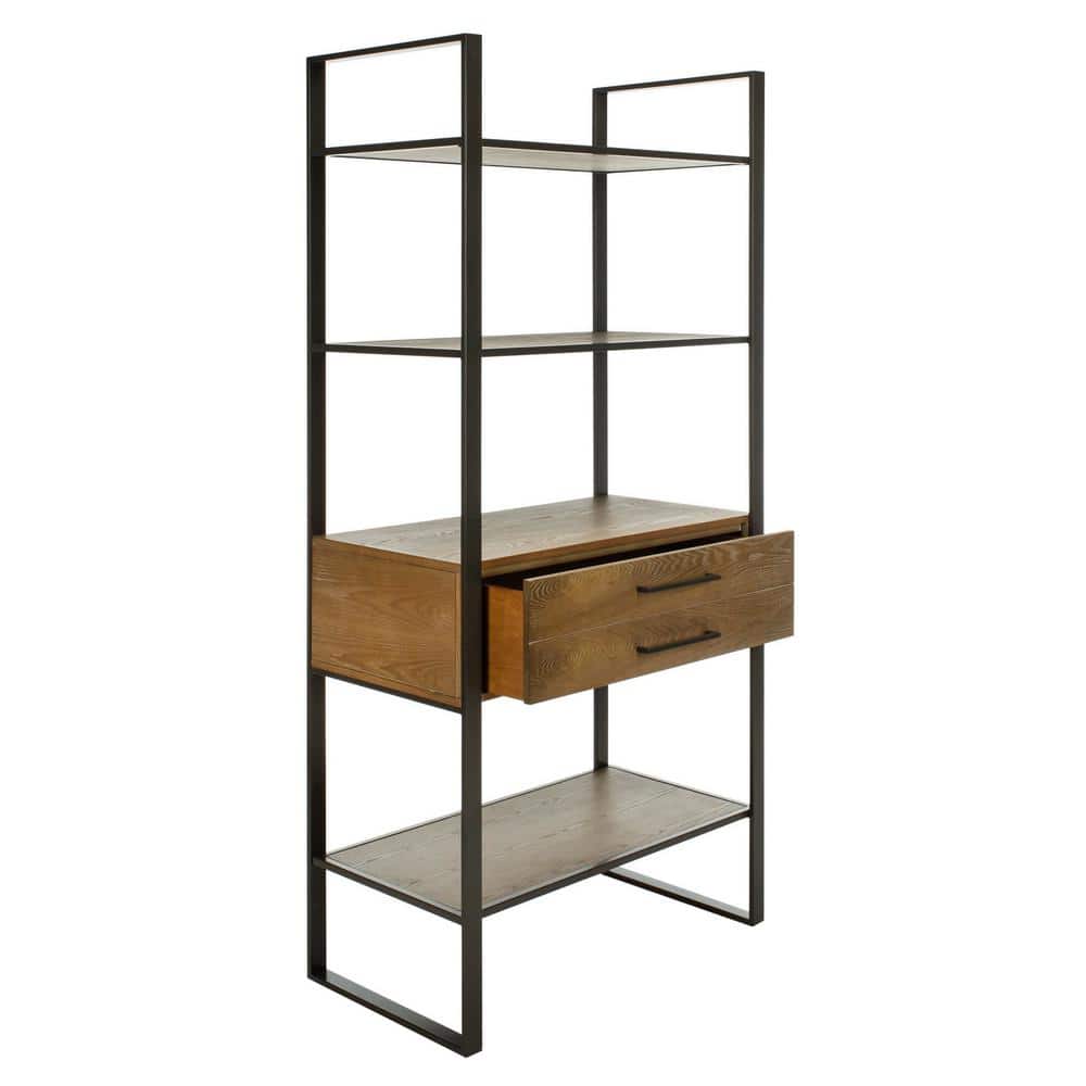 Skylar 4-Tier Gun Metal and Rustic Oak Etagere