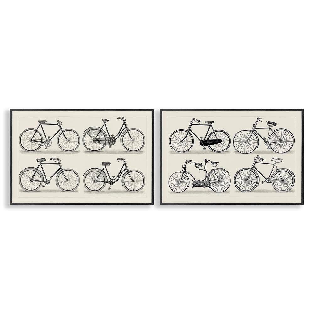 Vintage Bicycle Styles by Vision Studio 2 Pieces Black Framed Typography Giclee Art Print 16 in. x 24 in. price history on PriceWatchPro