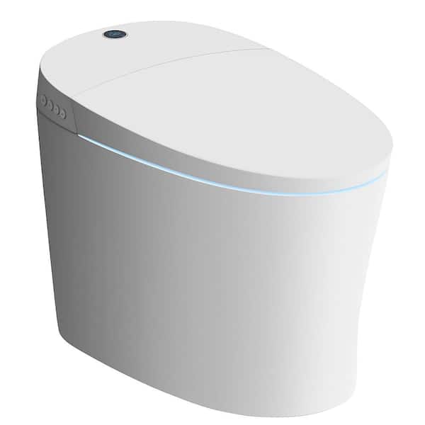 Electric Tankless Smart Toilet Pump-Assisted Blackout Flush Heated Seat Dual Auto Flush White Composting Toilet System