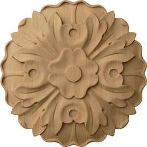 9-1/4 in. x 1-1/8 in. x 9-1/4 in. Unfinished Wood Lindenwood Large Kent Floral Rosette