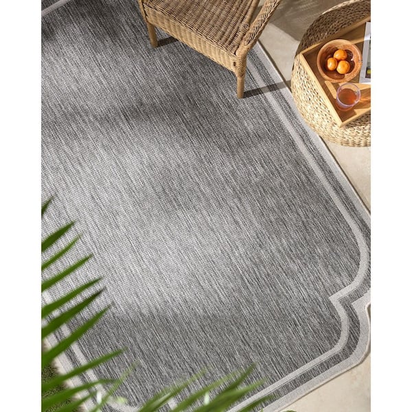 Miami Beach Charcoal Traditional Solid Color2 ft. x 3 ft.  Indoor/Outdoor Area Rug
