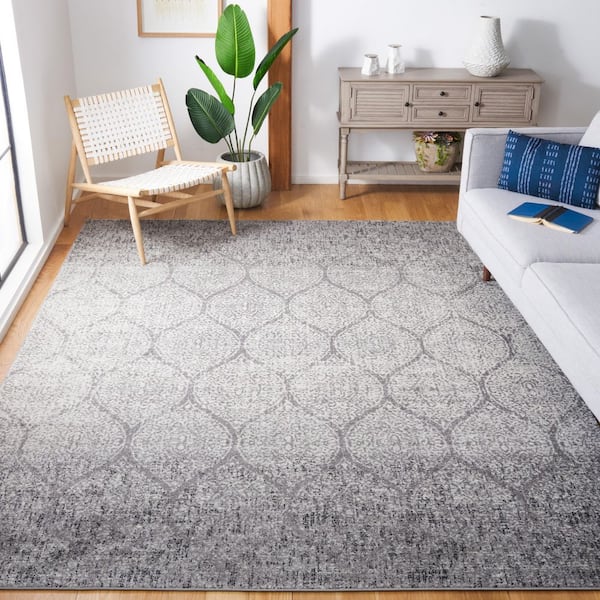 Madison Grey/Ivory 12 ft. x 15 ft. Medallion Geometric Area Rug