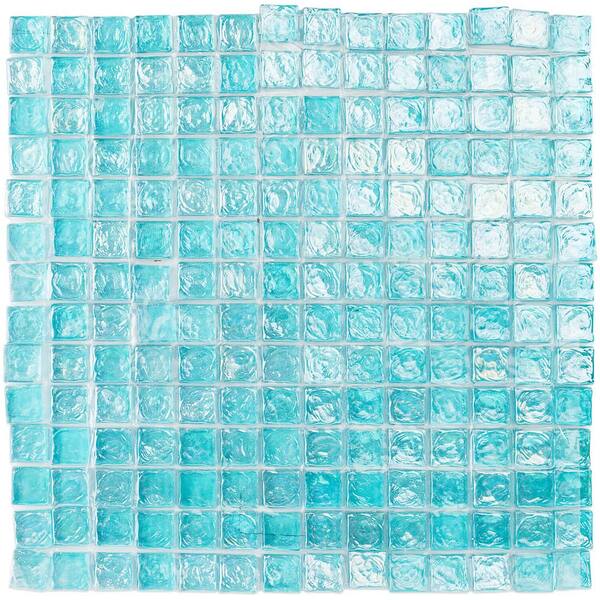 Splashback Tile Latin Beryl Square 11-3/4 in. x 12 in. x 8 mm Meshless Glass Mosaic Tile