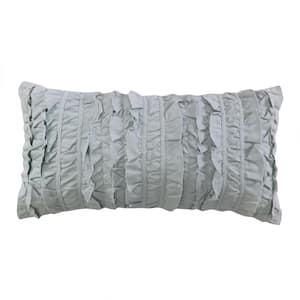 Ditsy Spa Ruched Ruffle 24 in. x 12 in. Throw Pillow