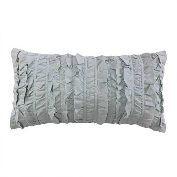 LEVTEX HOME Ditsy Spa Ruched Ruffle 24 in. x 12 in. Throw Pillow