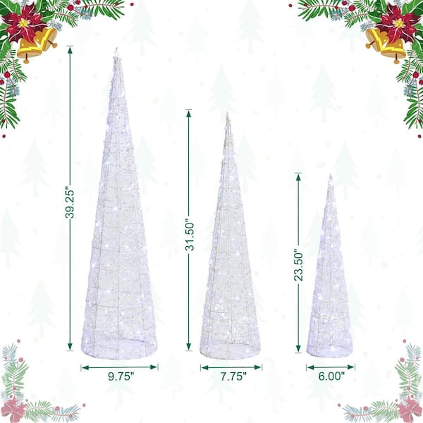 Glitzhome 39.25 in. H Lighted Christmas Crystal White Cone Tree