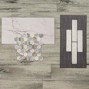 Take Home Tile Sample - Bergamo Gray Ceramic 4 in. x 4 in. Mixed Floor and Wall Tile Kit