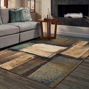 Lexington Brown/Blue 5 ft. x 7 ft. Abstract Block Area Rug