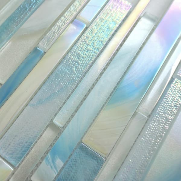 MOLOVO Aurora Blue 11.82 in. x 12.76 in. Interlocking Glossy Glass