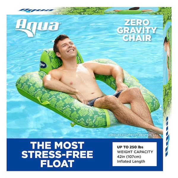 Aqua LEISURE 0 Gravity Inflatable Swimming Pool Lounge Chair Float, Green