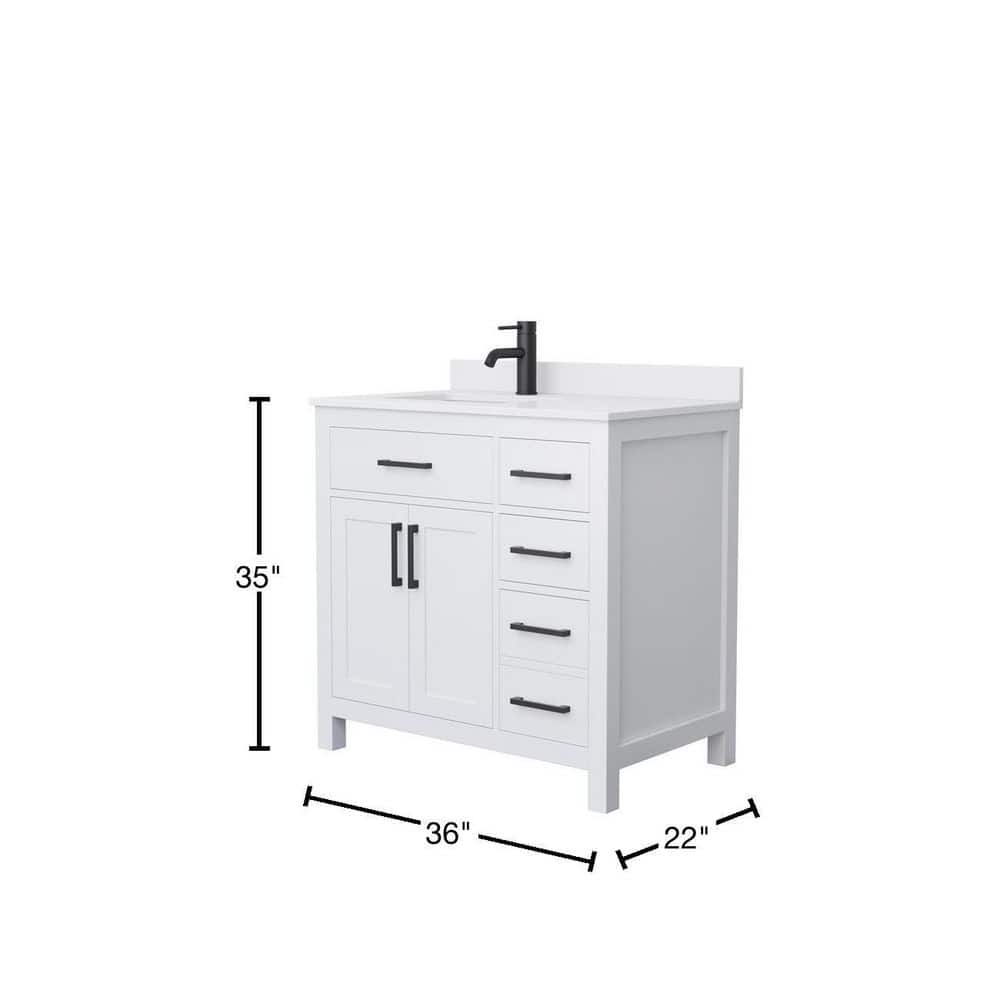 Beckett 36" White Freestanding Single Bathroom Vanity with Marble Top