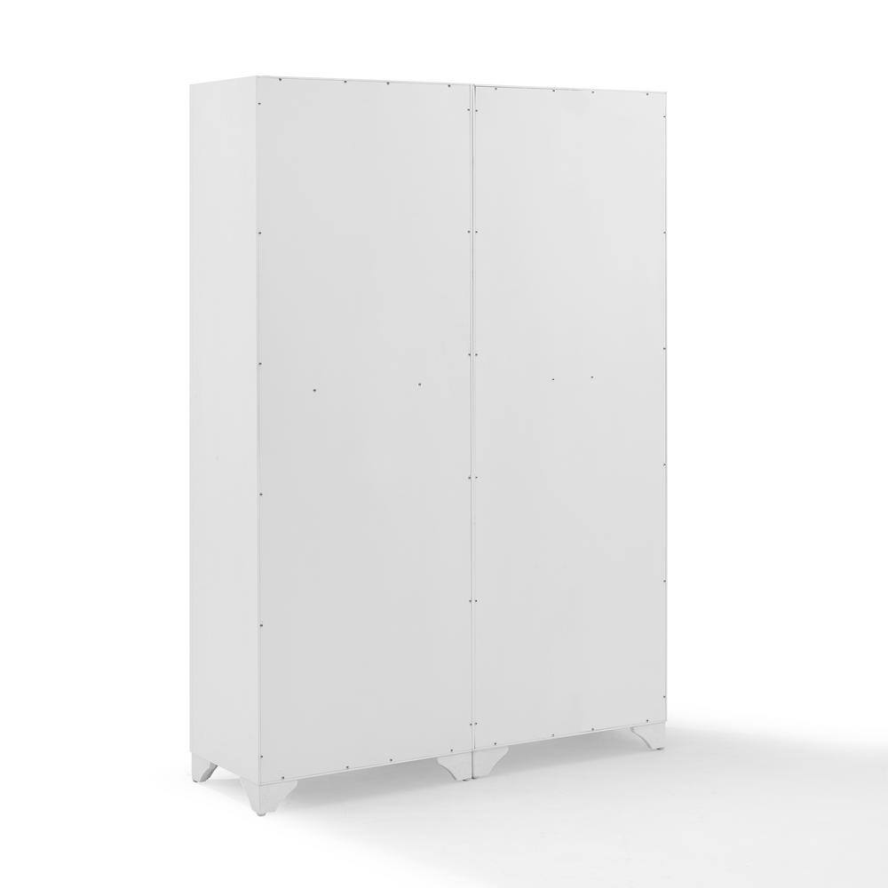 Distressed White 2-Piece Pantry Set with Metal Hardware