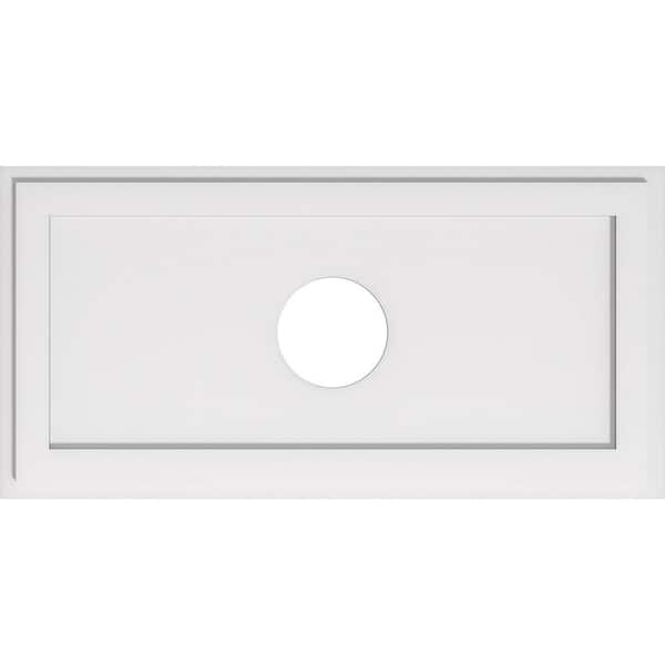 Ekena Millwork 36 in. W x 18 in. H x 6 in. ID x 1 in. P Rectangle Architectural Grade PVC Contemporary Ceiling Medallion