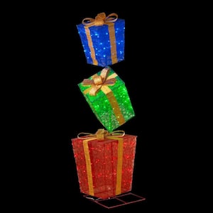 72 in. H 3-Stacked Lighted Gifts
