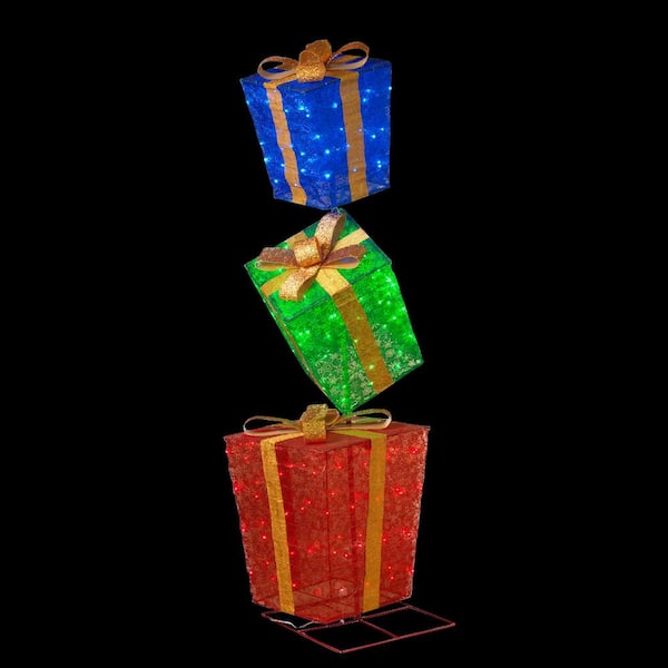 GERSON INTERNATIONAL 72 in. H 3-Stacked Lighted Gifts