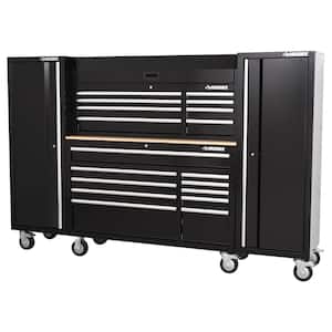 Modular Tool Storage 92 in. W Standard Duty Black Mobile Workbench with 52 in. Top Tool Chest and (2) 20 in Side Lockers